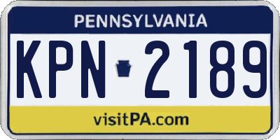 PA license plate KPN2189