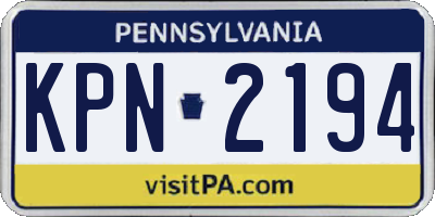 PA license plate KPN2194