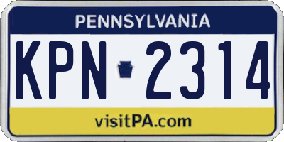 PA license plate KPN2314