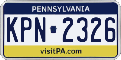 PA license plate KPN2326