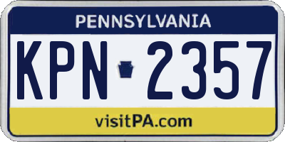 PA license plate KPN2357