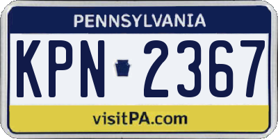 PA license plate KPN2367