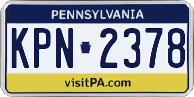 PA license plate KPN2378