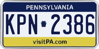 PA license plate KPN2386