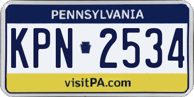 PA license plate KPN2534