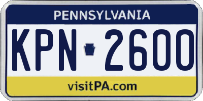 PA license plate KPN2600