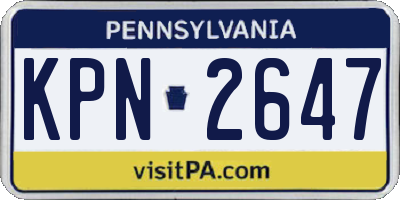 PA license plate KPN2647