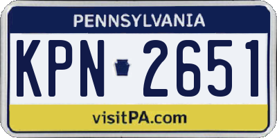 PA license plate KPN2651