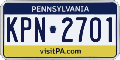 PA license plate KPN2701