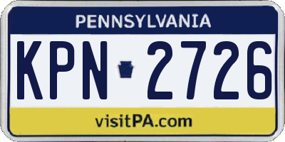 PA license plate KPN2726