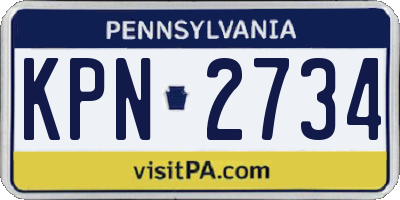PA license plate KPN2734