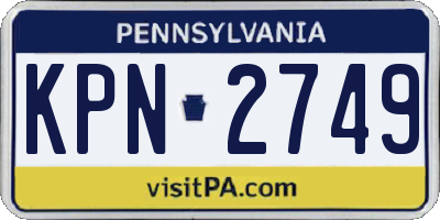 PA license plate KPN2749