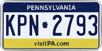PA license plate KPN2793