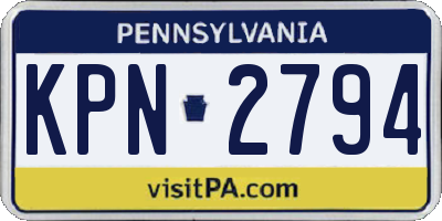 PA license plate KPN2794