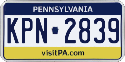 PA license plate KPN2839
