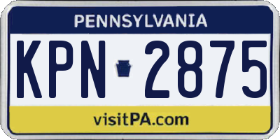 PA license plate KPN2875