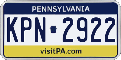 PA license plate KPN2922