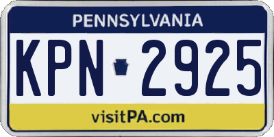 PA license plate KPN2925