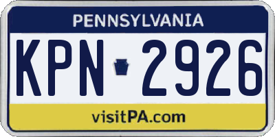 PA license plate KPN2926