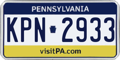 PA license plate KPN2933