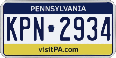 PA license plate KPN2934