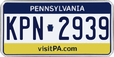 PA license plate KPN2939