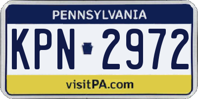 PA license plate KPN2972