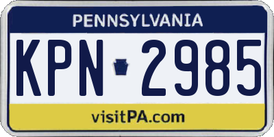 PA license plate KPN2985