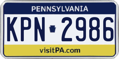 PA license plate KPN2986