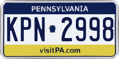 PA license plate KPN2998