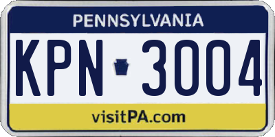 PA license plate KPN3004