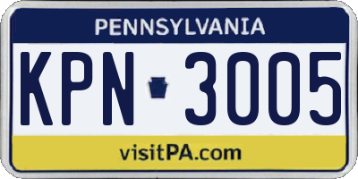 PA license plate KPN3005