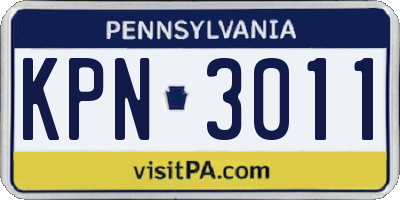 PA license plate KPN3011