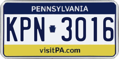 PA license plate KPN3016