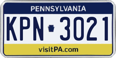 PA license plate KPN3021