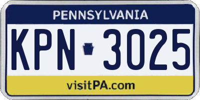 PA license plate KPN3025
