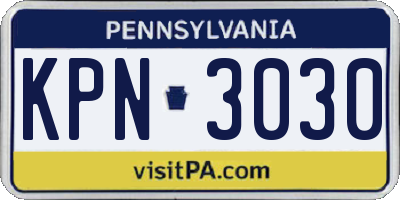 PA license plate KPN3030