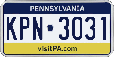 PA license plate KPN3031