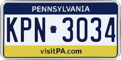 PA license plate KPN3034
