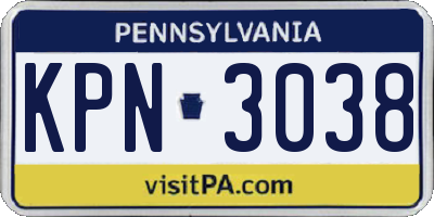 PA license plate KPN3038