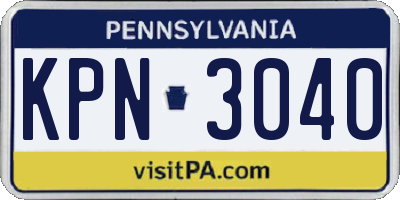 PA license plate KPN3040