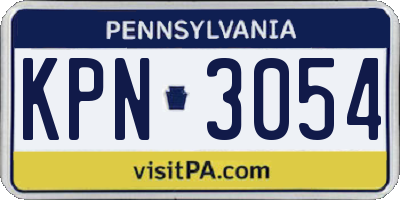 PA license plate KPN3054