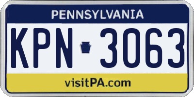 PA license plate KPN3063