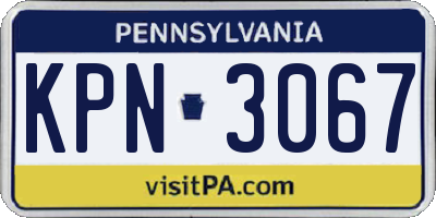 PA license plate KPN3067