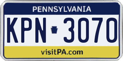 PA license plate KPN3070
