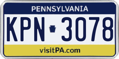 PA license plate KPN3078