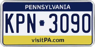 PA license plate KPN3090