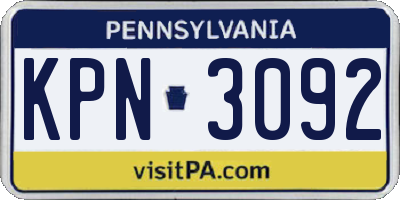 PA license plate KPN3092