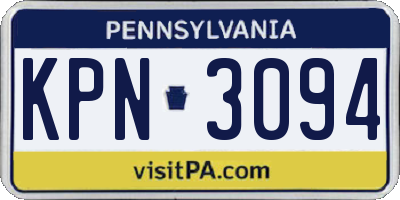 PA license plate KPN3094