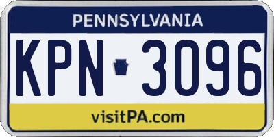 PA license plate KPN3096